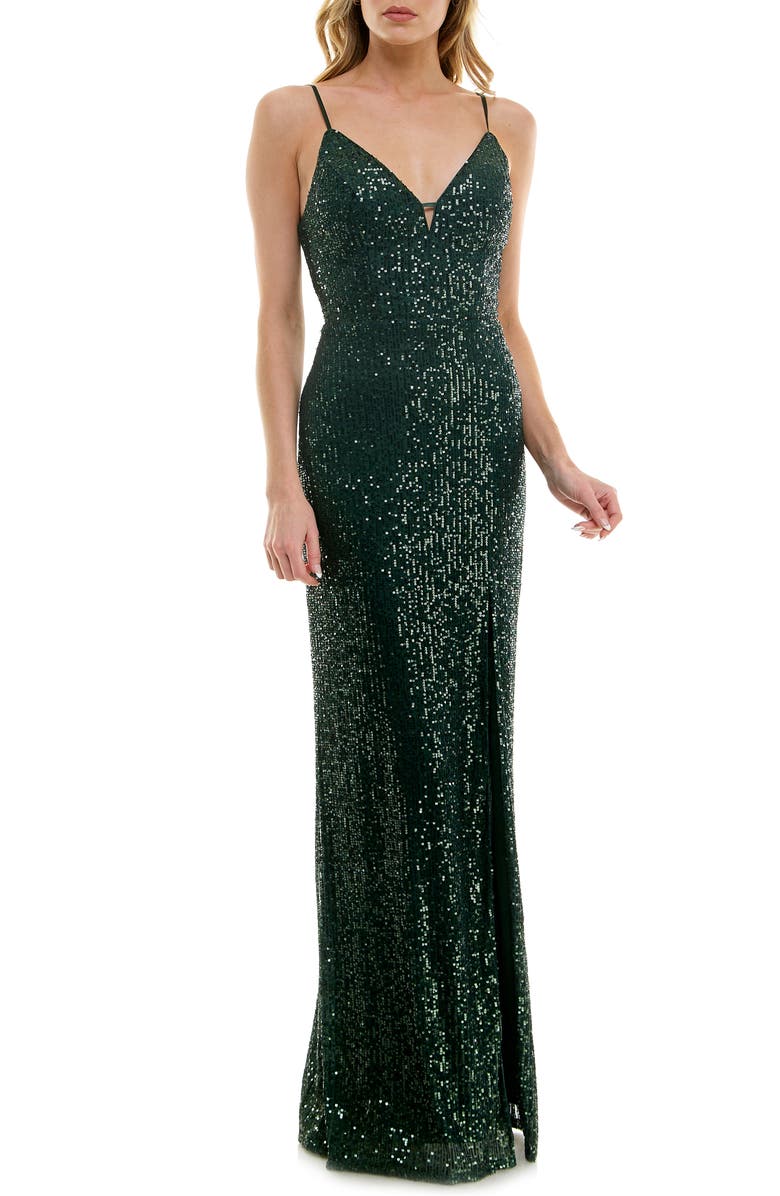Speechless Sequin Gown, Alternate, color,