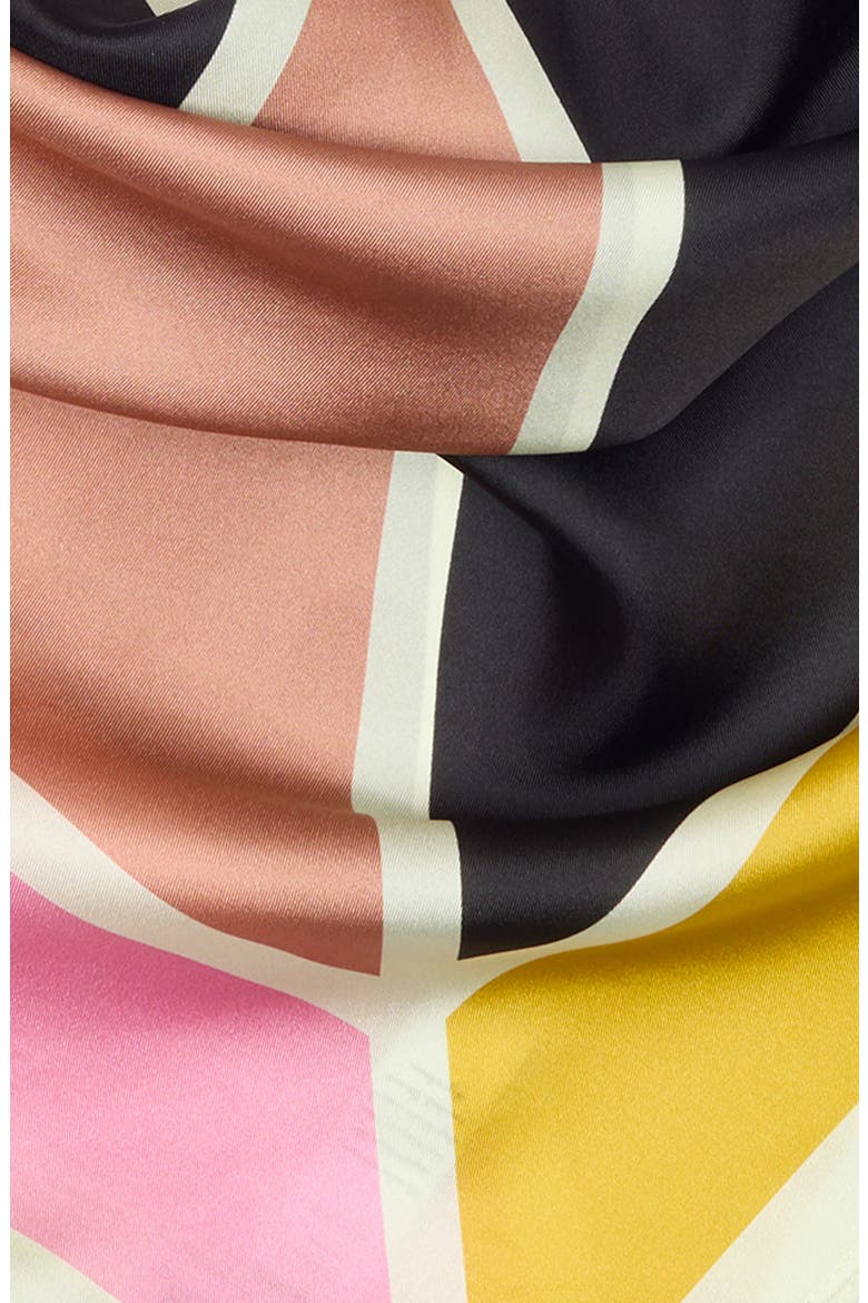 Printed Square Silk Scarf, Alternate, color, COPPER TRIANGLES
