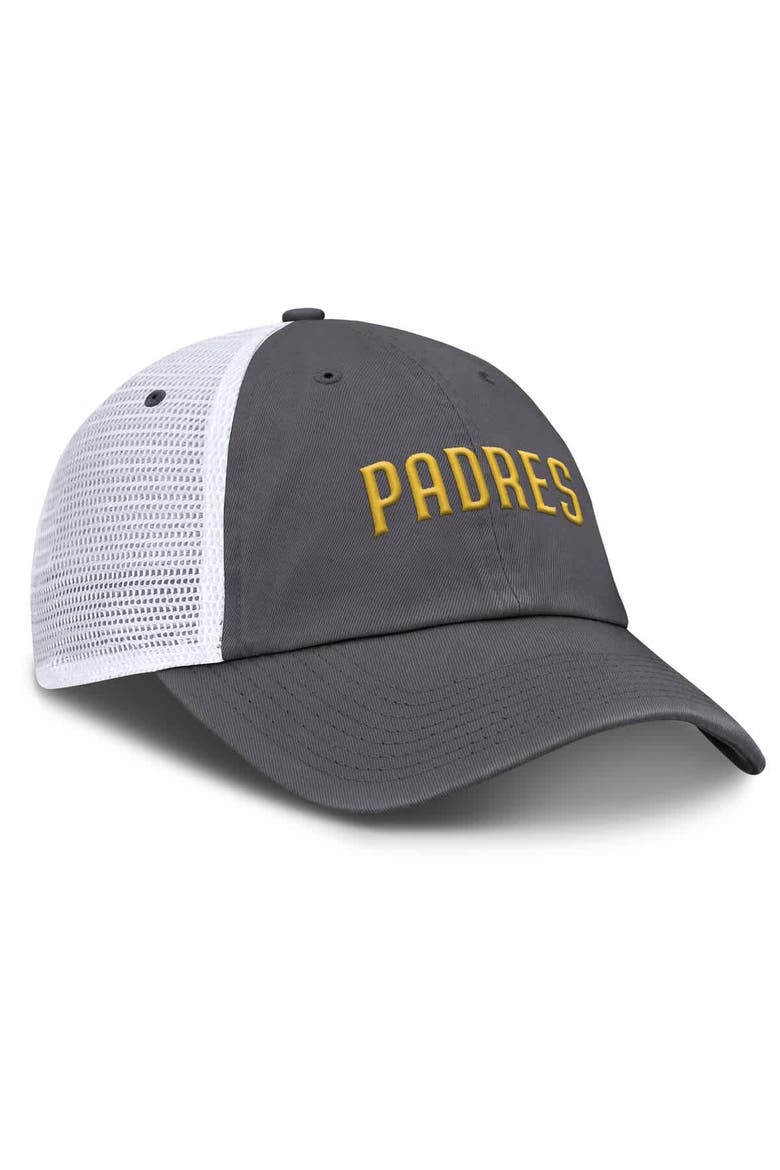 Men's Nike Gray San Diego Padres Wordmark Club Adjustable Trucker Hat, Alternate, color, Gray
