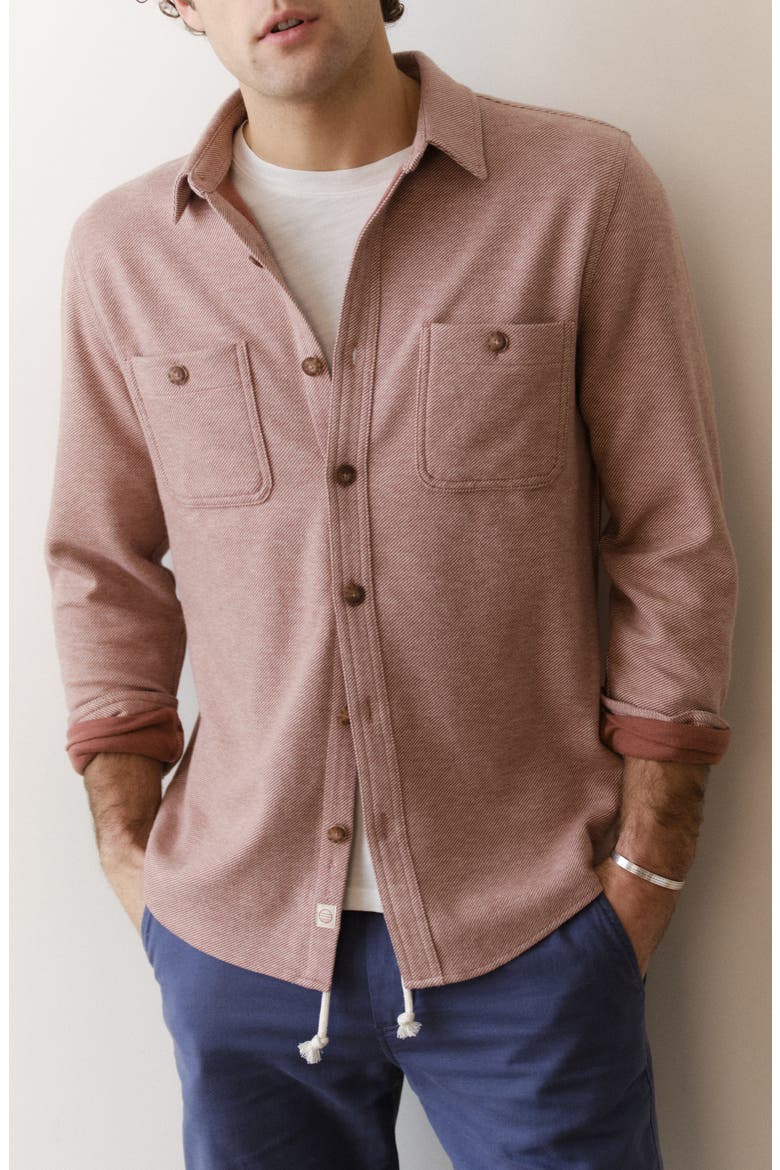 Pacifica Stretch Twill Overshirt, Main, color, FADED RED