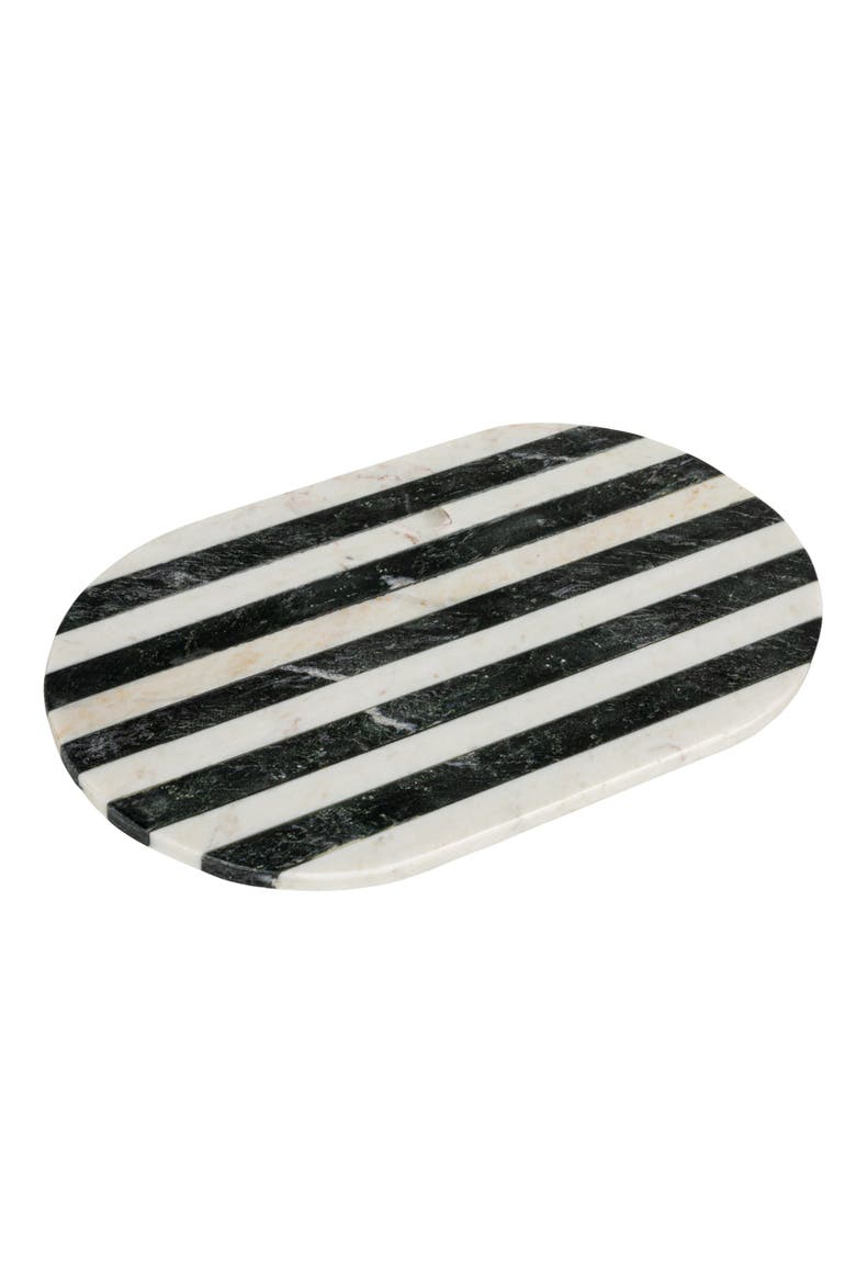 Marble Cheese and Cutting Board with Stripes, Black and White, Main, color, Black