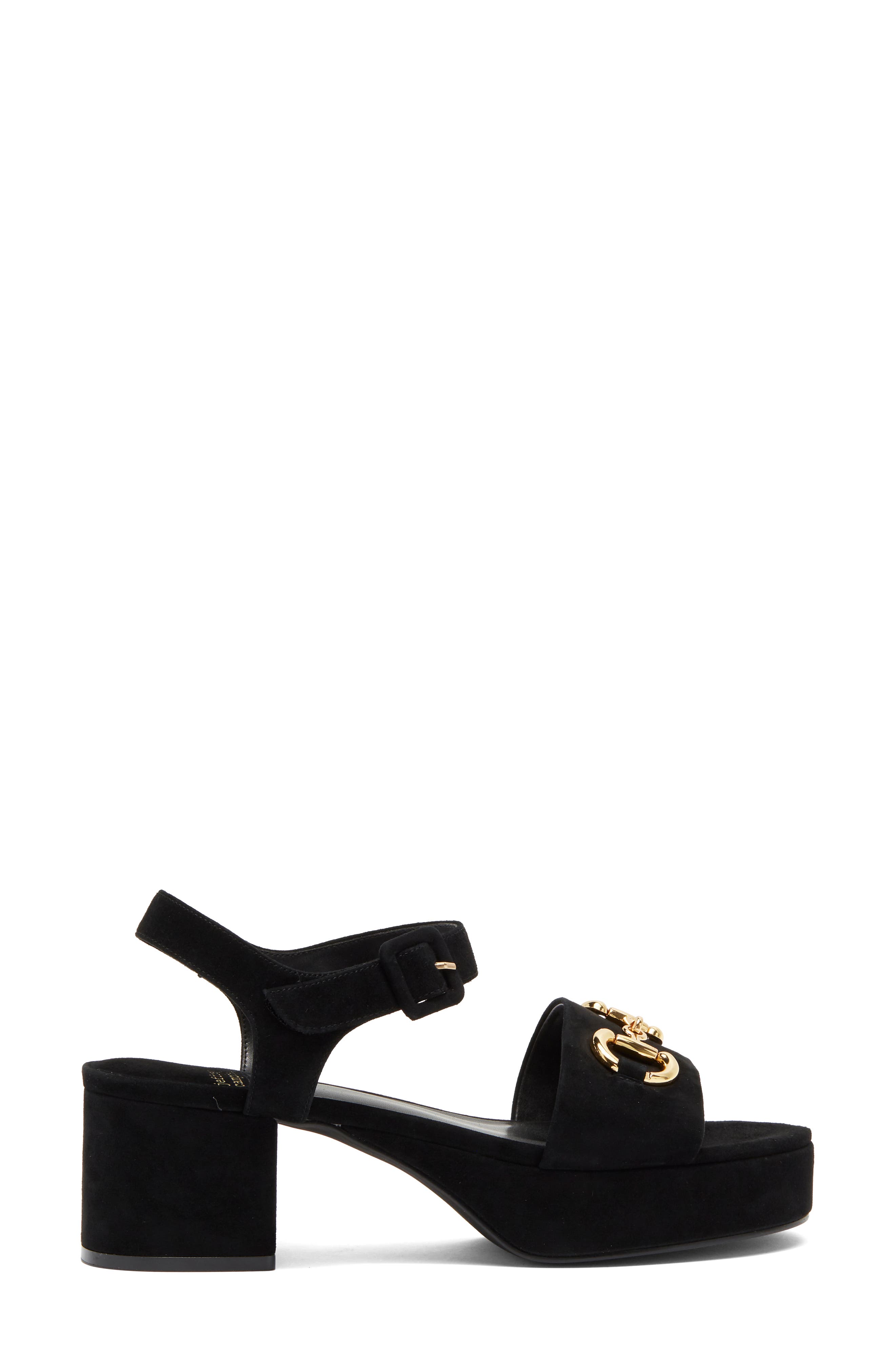 Jeffrey Campbell Timeless 2 Platform Sandal, Alternate, color, Black Suede Gold
