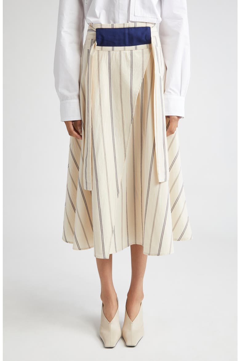 Stripe Asymmetric Wrap Skirt, Main, color, BEIGE STRIPE