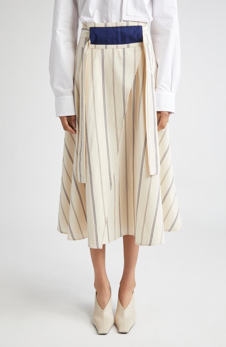 KÚR Stripe Asymmetric Wrap Skirt, Main, color,