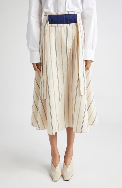 Stripe Asymmetric Wrap Skirt