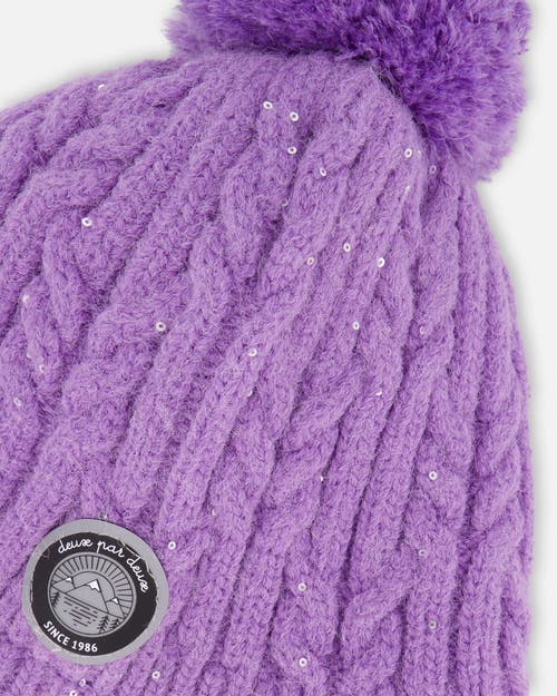 Deux Par Deux Lined Winter Hat With Pompom In Purple