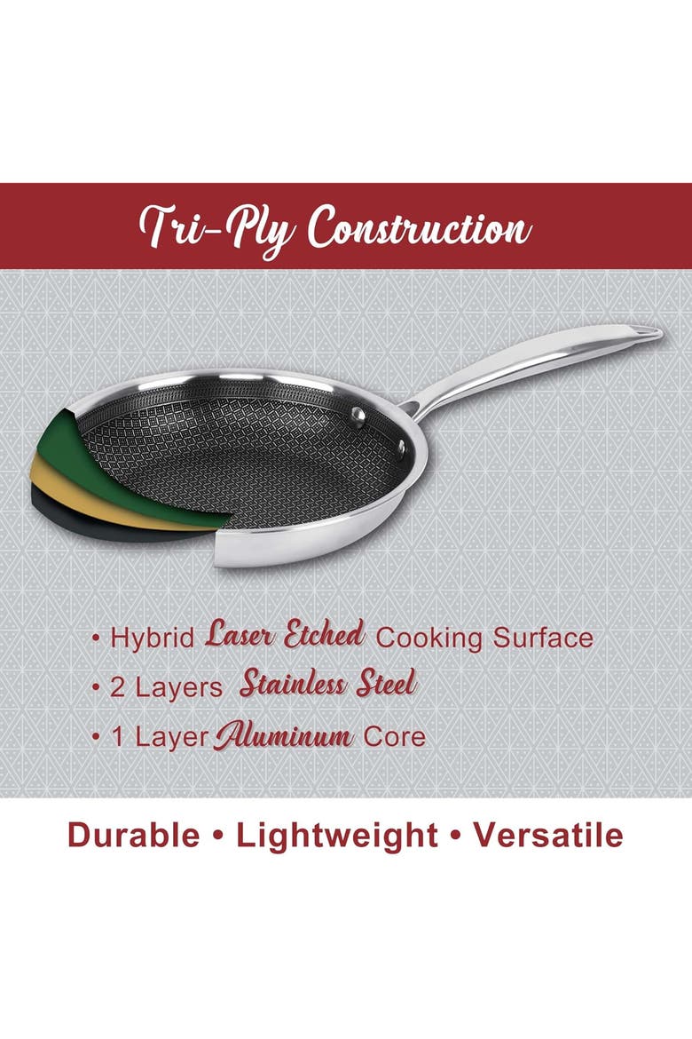 11" 3-Ply Hybrid Non-Stick Stainless Steel Frying Pan, Alternate, color, Silver