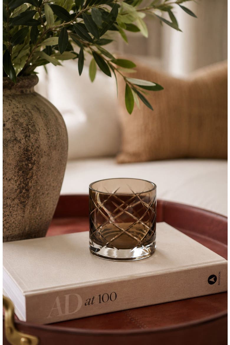 Martina Hand Cut Glass Vase, Alternate, color, BROWN