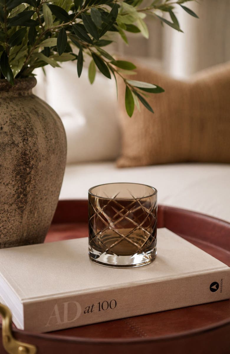Zodax Martina Hand Cut Glass Vase, Alternate, color, Brown