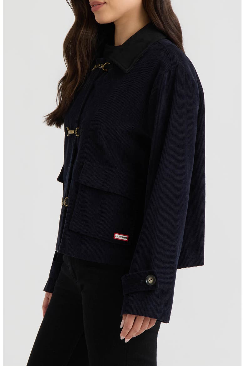 Cropped Corduroy Jacket with Buckle Closure, Alternate, color, DARK NAVY