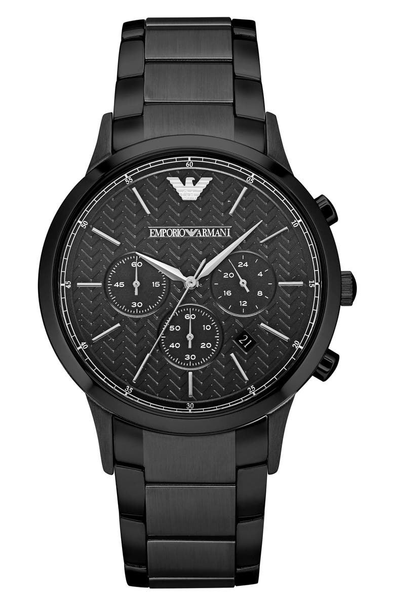 Emporio Armani Chronograph Quartz Bracelet Watch, 43mm, Main, color, Black
