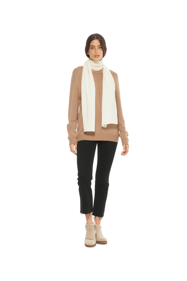 Essential Pure Cashmere Maxi Wide Scarf, Alternate, color, Milk White