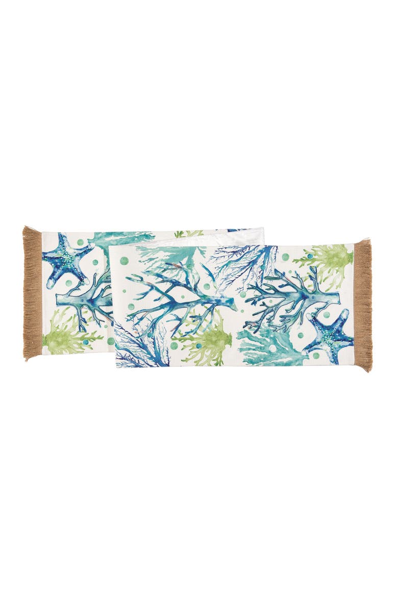 Sea Life Embroidered Dining Table Runner, Main, color, Blue