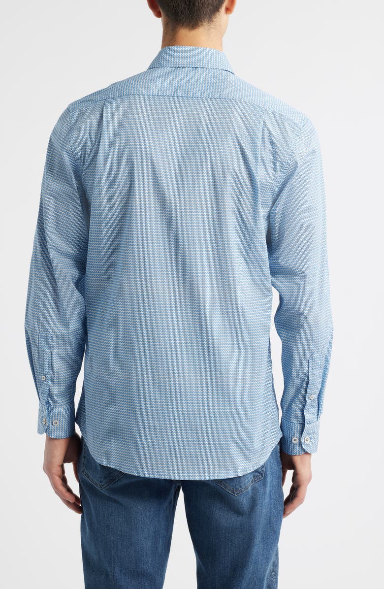 James Campbell Drury Trim Fit Microgeometric Print Stretch Cotton Button-Up Shirt, Alternate, color, Blue