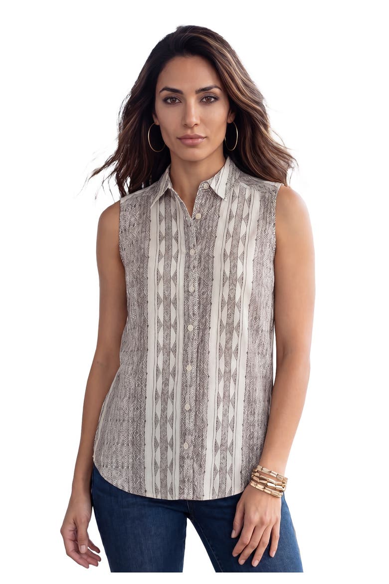 Kate Sleeveless Shirt, Main, color, WHITE BLACK STRIPE