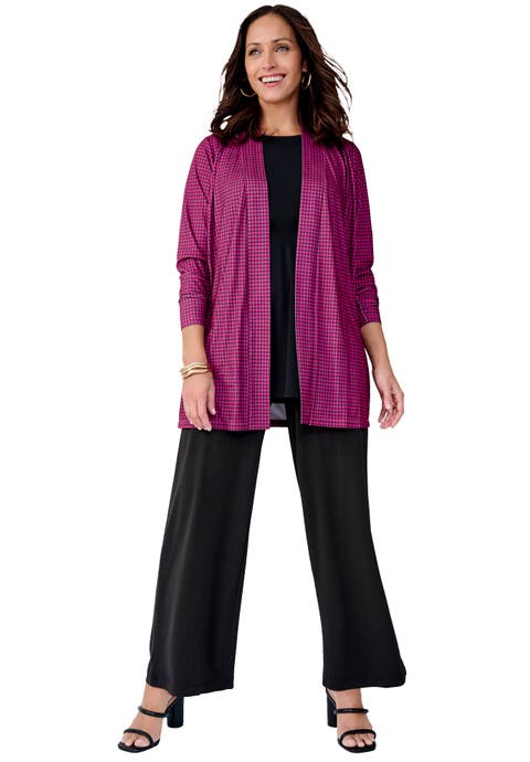 Stretch Knit Open Front Knit Topper (Plus)