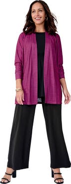 Jessica London Stretch Knit Open Front Knit Topper