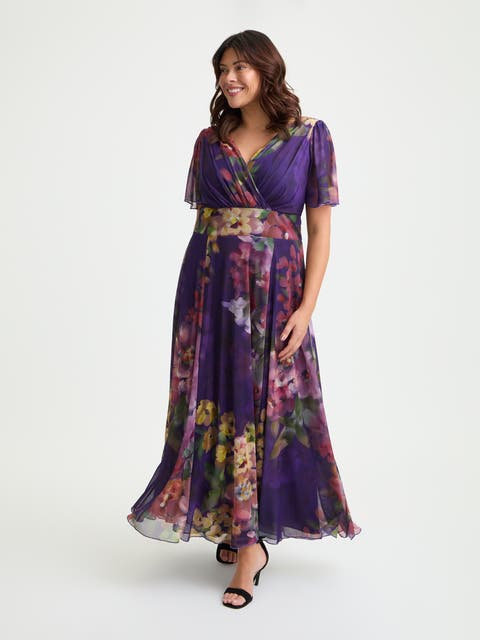Isabelle Floral Angel Sleeve Maxi Dress