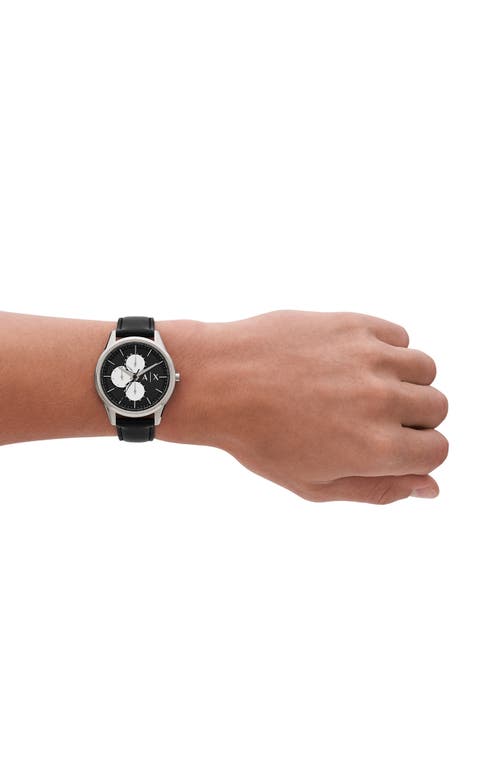 Armani Exchange Ax  Three Hand Quartz Leather Strap Watch, 42mm In Silver