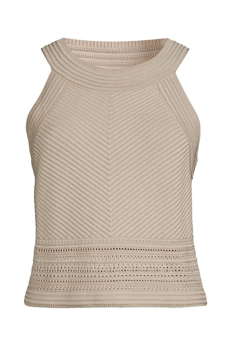 Gassed Cotton Pointelle Halter Top Sweater Set Top, Alternate, color, Blush Whisper