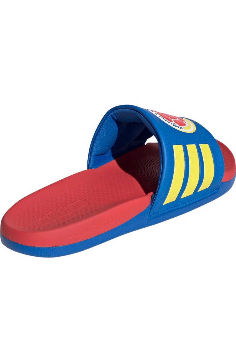adidas Gender Inclusive Adilette Comfort 2.0 Colombia Slide Sandal, Alternate, color, Glory Blue/ Semi Lucid Red