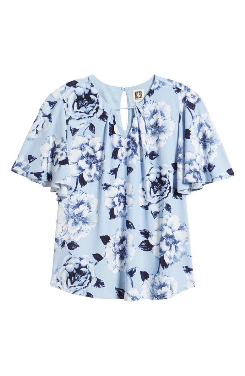 Anne Klein Pleated Flutter Sleeve Top, Alternate, color, Lakeshore Multi