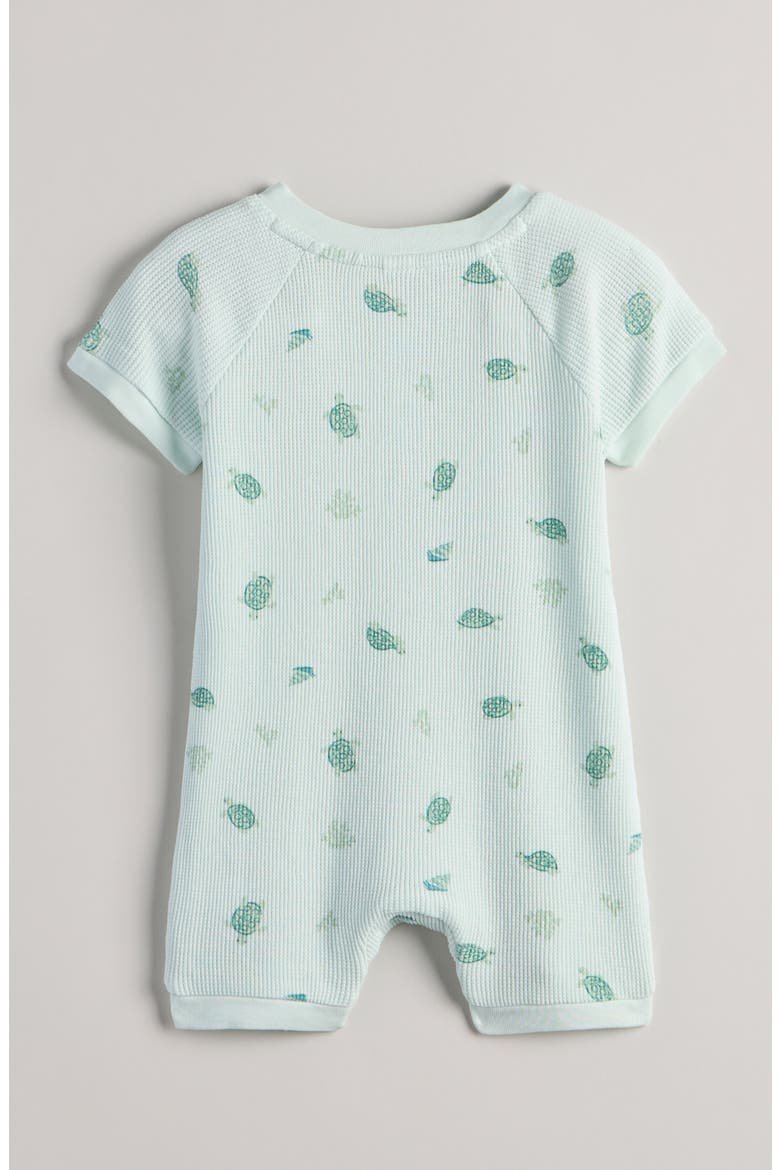 Waffle Knit Henley Romper, Alternate, color, GREEN VEIL TURTLE TOSS