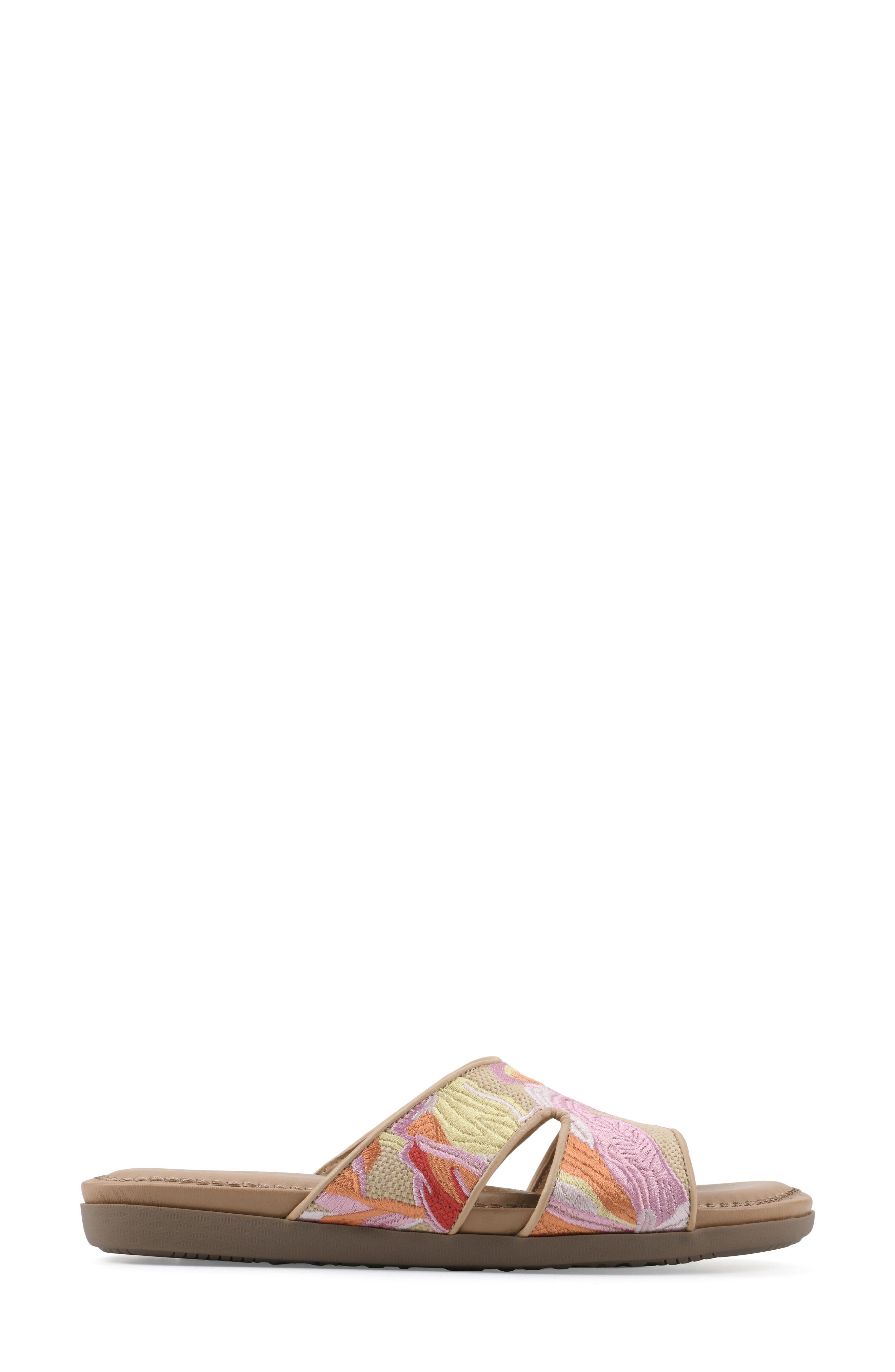 Frankly Slide Sandal, Alternate, color, PINK/ MULTI/ RAFFIA