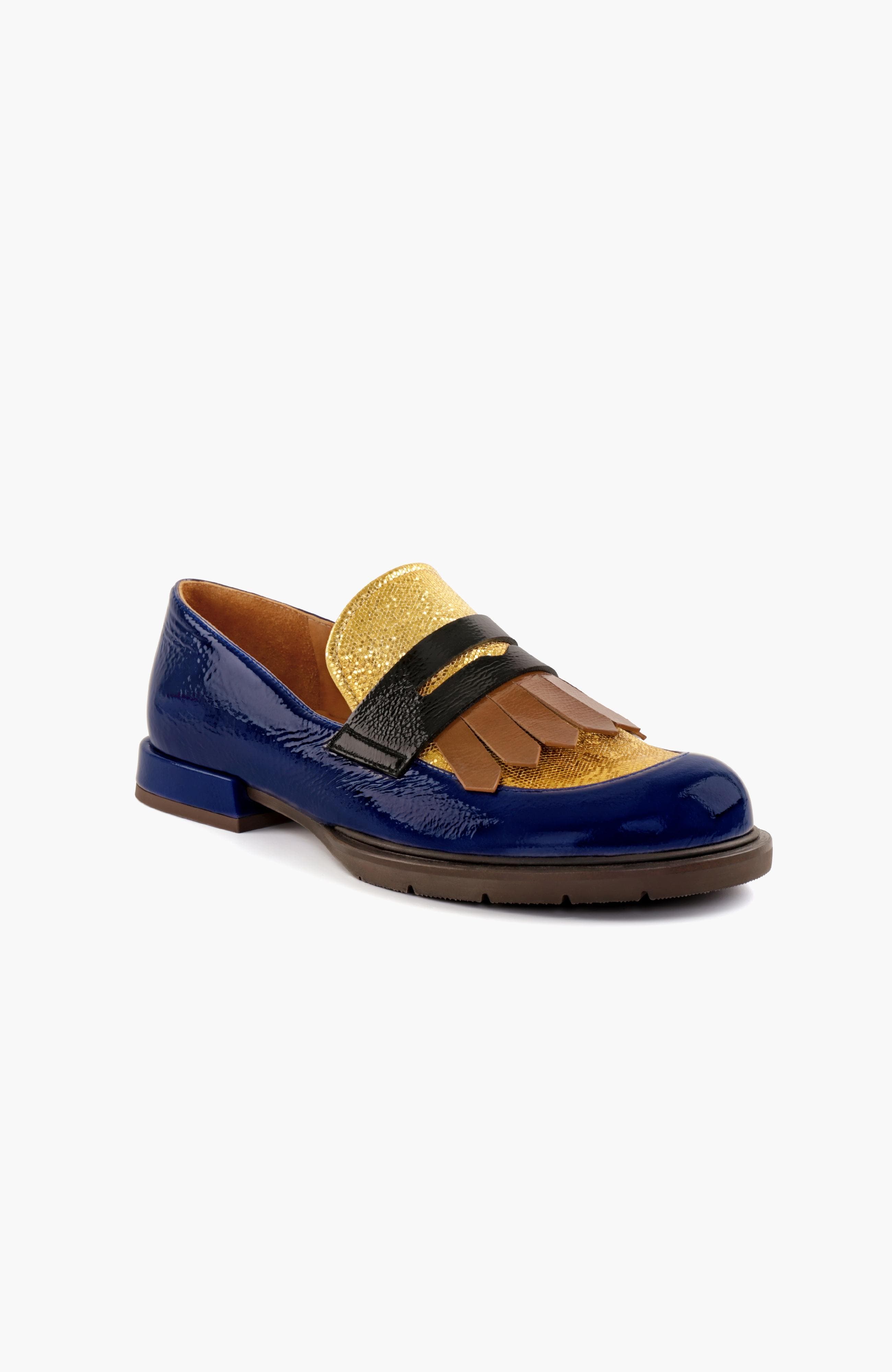 JELUSE Metallic embossed patent leather Loafers, Alternate, color, Cobalt