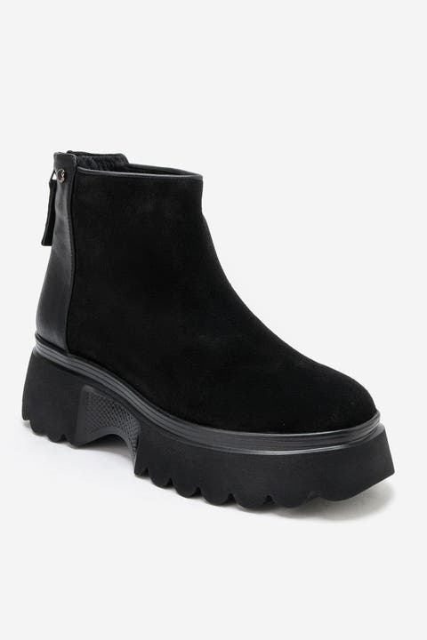 Nolda Leather Back Zip Platform Boot