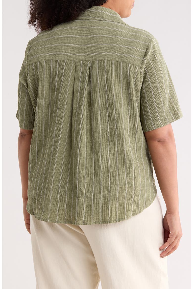 Twist Front Textured Stripe Knit Shirt, Alternate, color, OLIVE ACORN- IVORY RITA STRIPE
