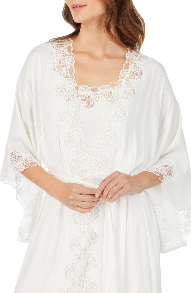 Eileen West Ballet Satin Robe, Alternate, color, Winter White