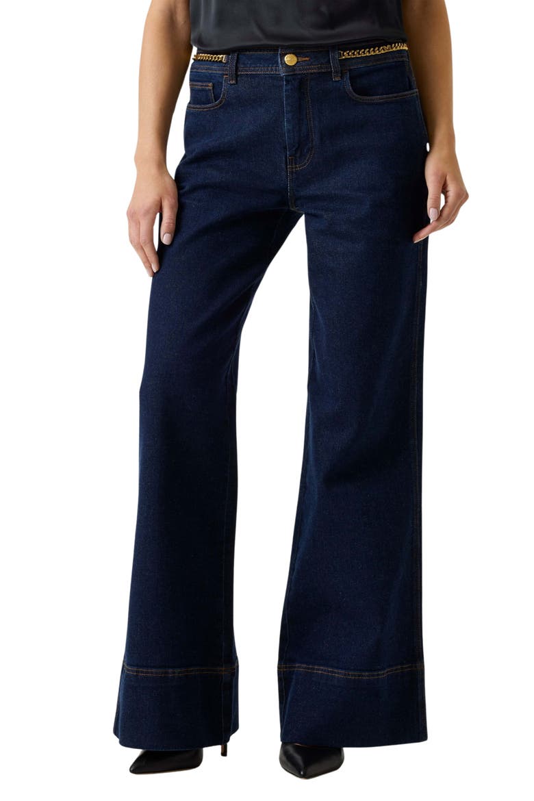 Alyssa Wide Leg Jeans, Main, color, BLUE/ YELLOW TINT
