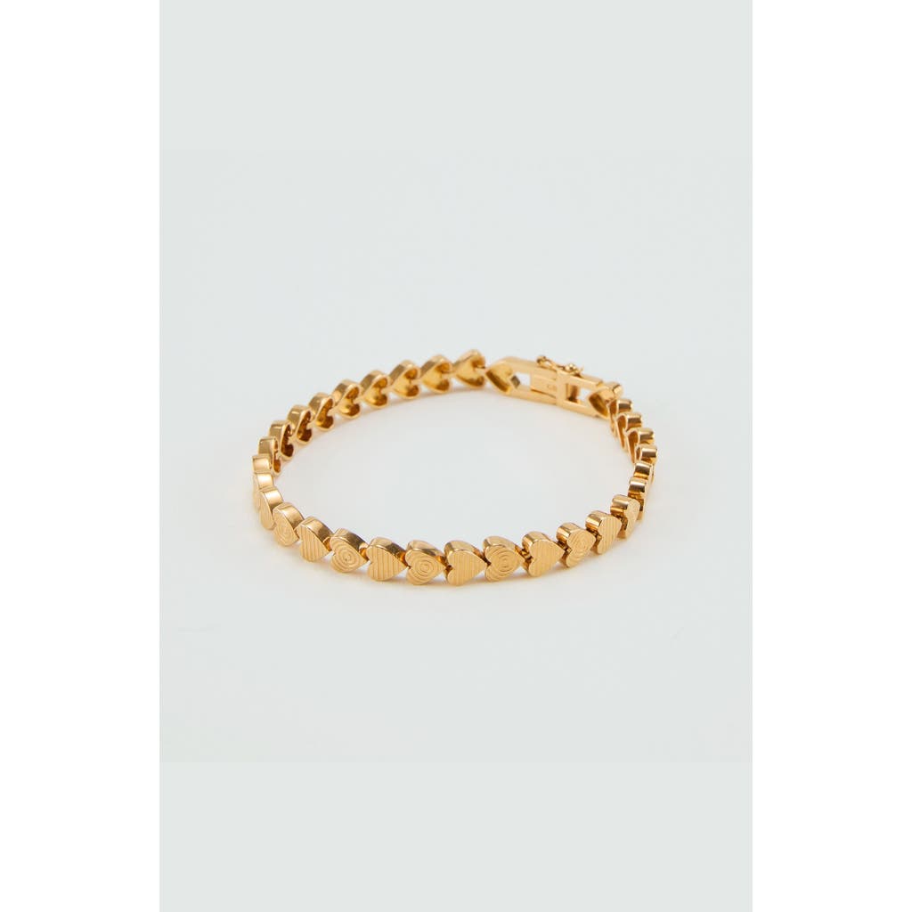 Gwen Beloti Heart Etched Link Bracelet In Gold