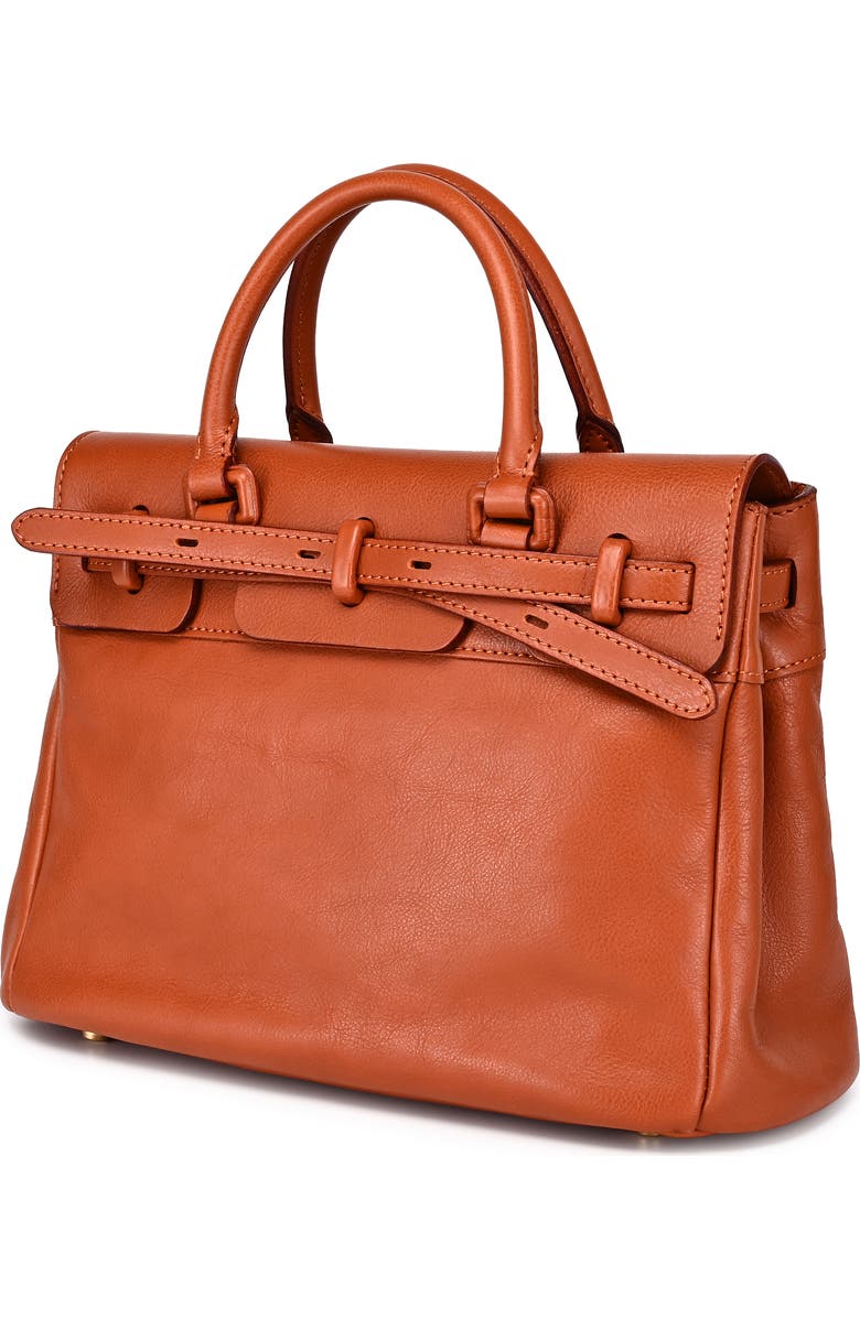 OLD TREND Wishbone Genuine Leather Structured Heritage Satchel, Alternate, color, Cognac