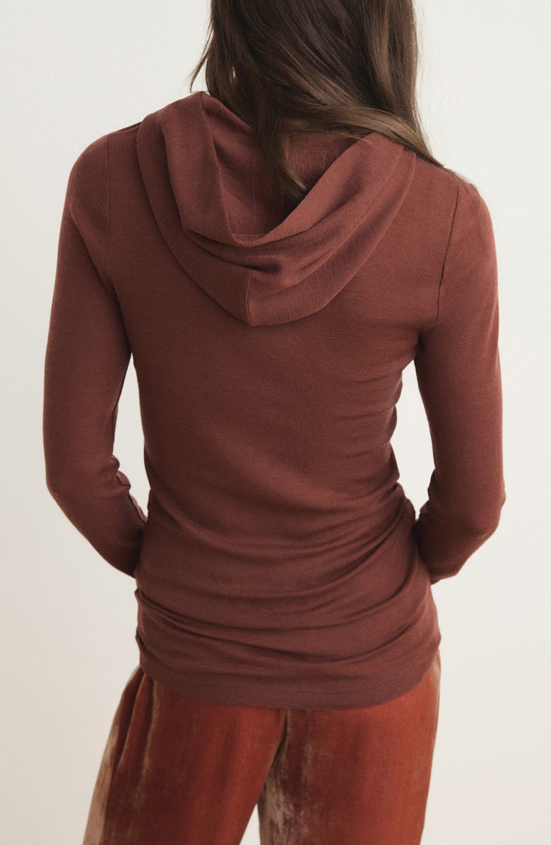 MANGO Wool Zip Hoodie, Alternate, color, Cognac