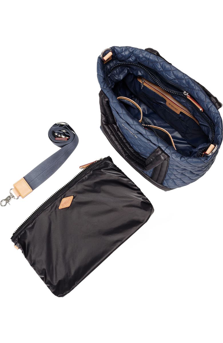 MZ Wallace Small Quilted Nylon Empire Tote, Alternate, color, Navy And Black