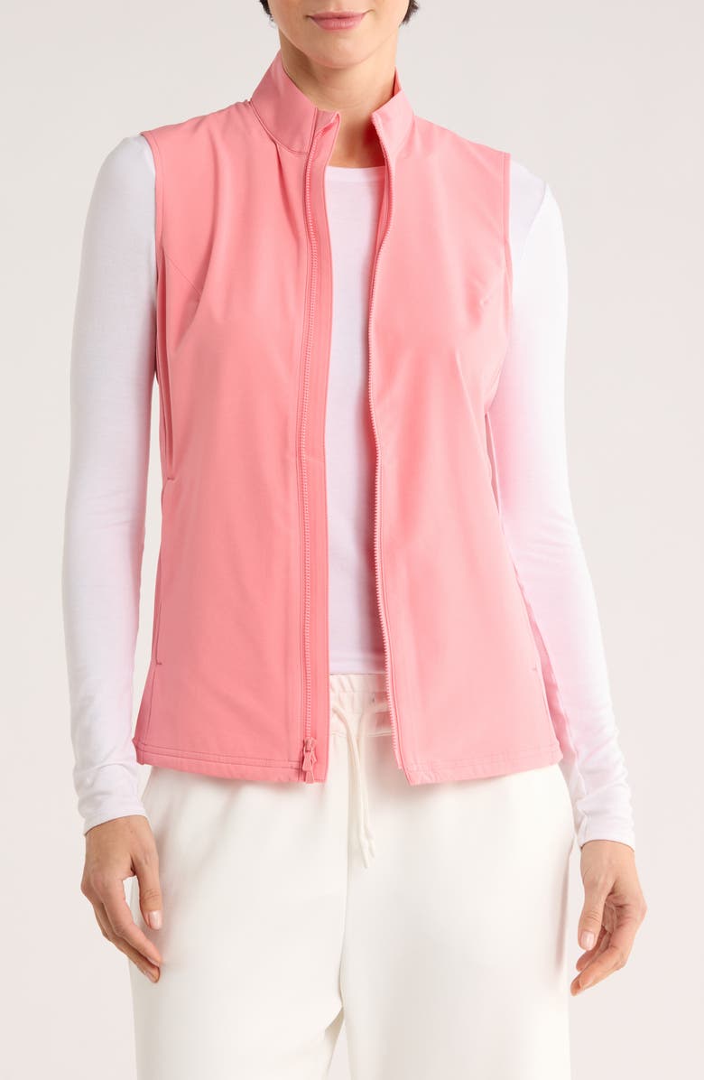 Peter Millar Dunes Water Resistant Golf Vest, Main, color, Coral Reef