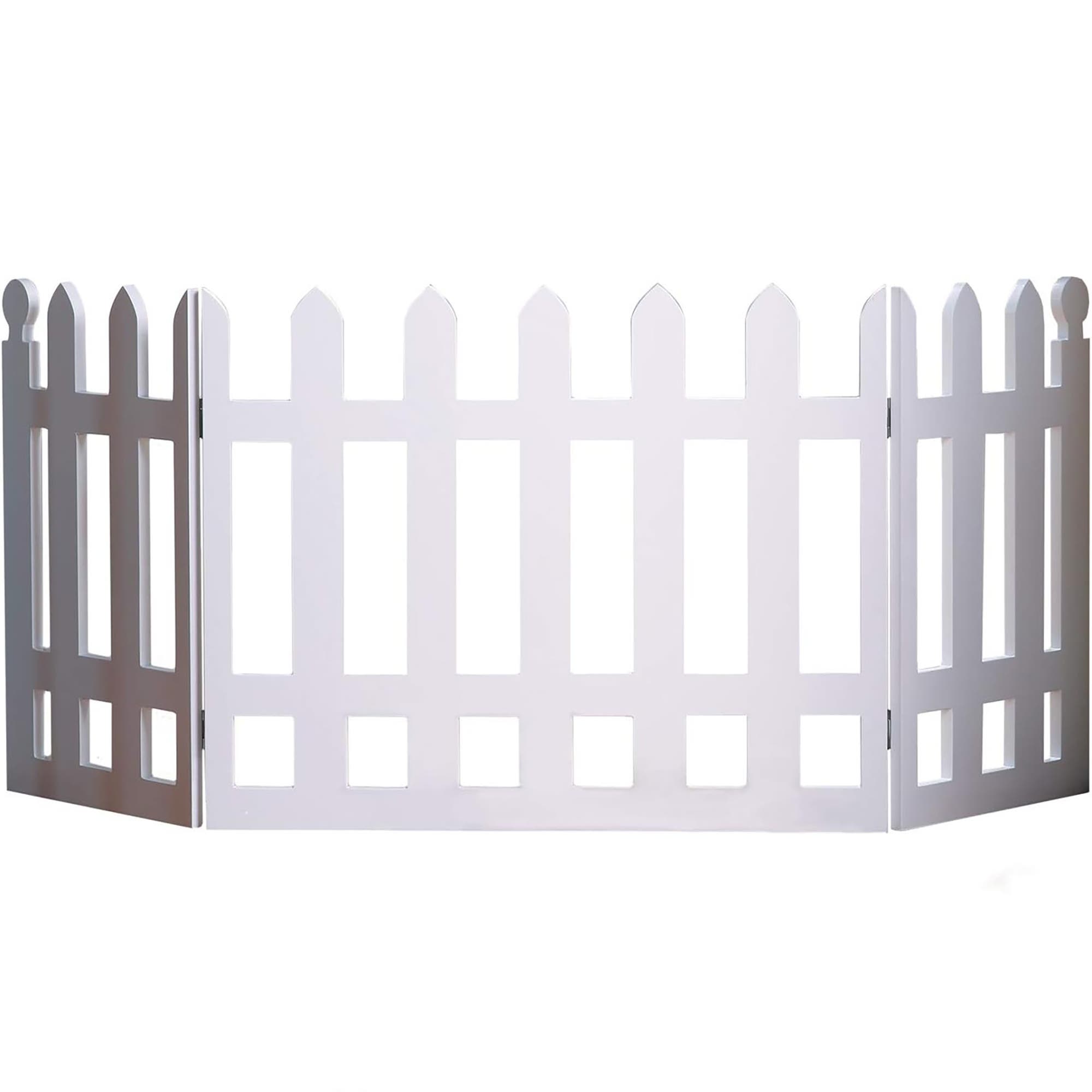 Etna Products Wooden Pet Gate White Picket Fence in Multicolored 