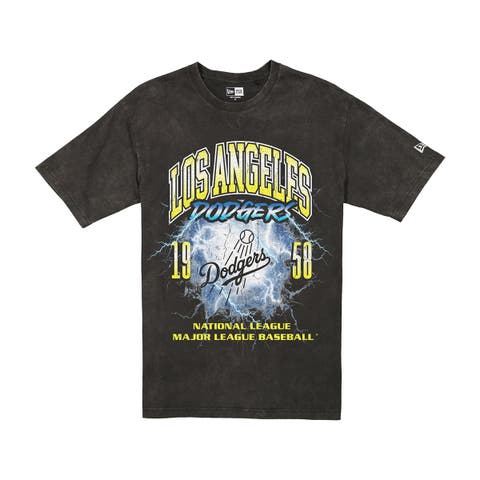 Men's New Era Black Los Angeles Dodgers Lightning Round Mineral Wash T-Shirt