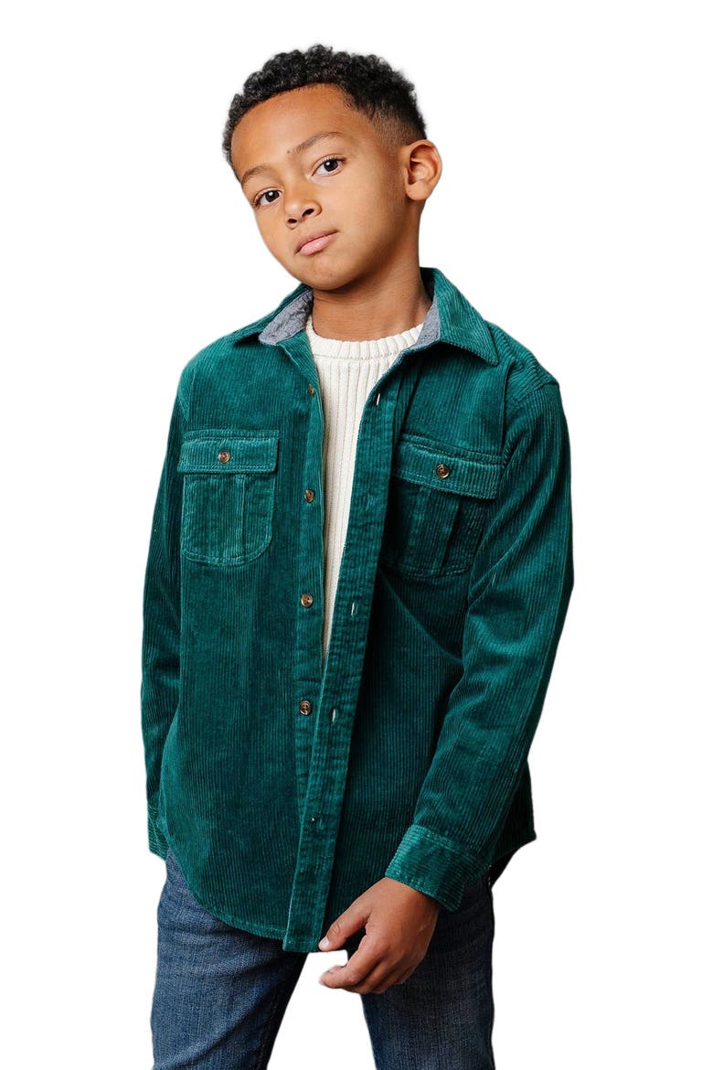 Boys' Organic Corduroy Flap Pocket Shirt, Kids, Alternate, color, Deep Green Cord