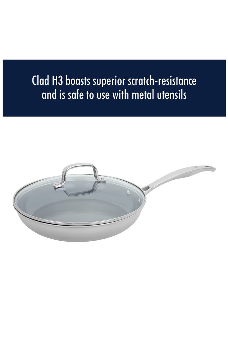 Clad H3 Two-Piece Ceramic Frying Pan & Lid, Alternate, color, SILVER