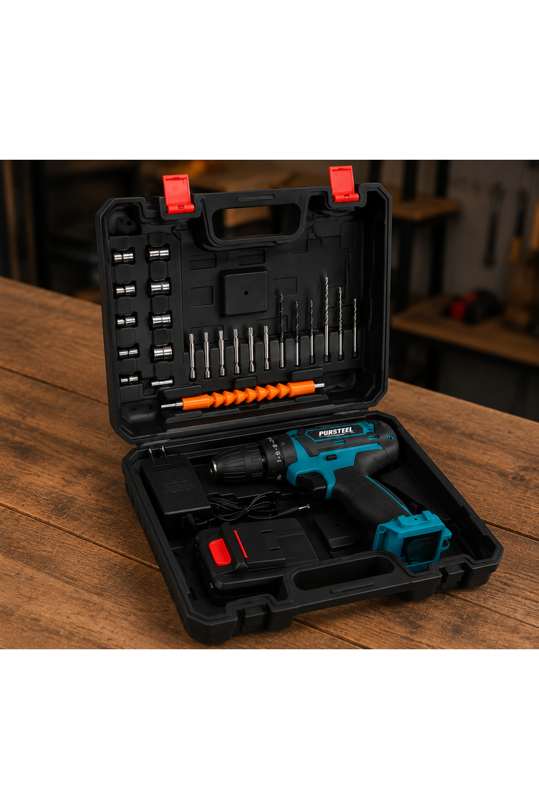 21V Cordless Drill 24 Piece Set, Alternate, color, Black