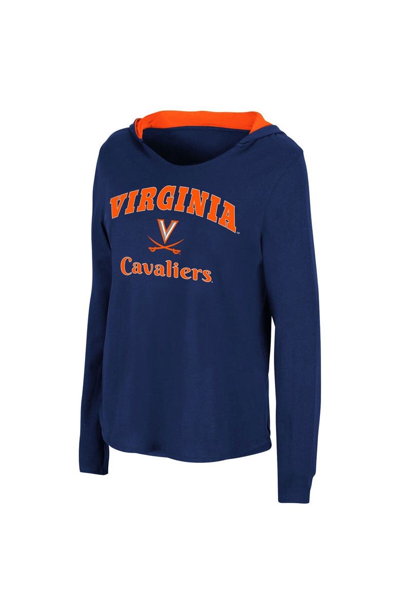 COLOSSEUM Women's Colosseum Navy Virginia Cavaliers Catalina Hoodie Long Sleeve T-Shirt, Alternate, color, 