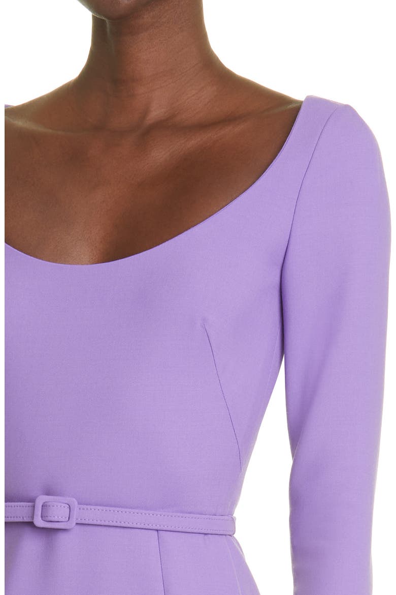 Scoop Neck Belted Long Sleeve Stretch Wool Blend Dress, Alternate, color, AMETHYST