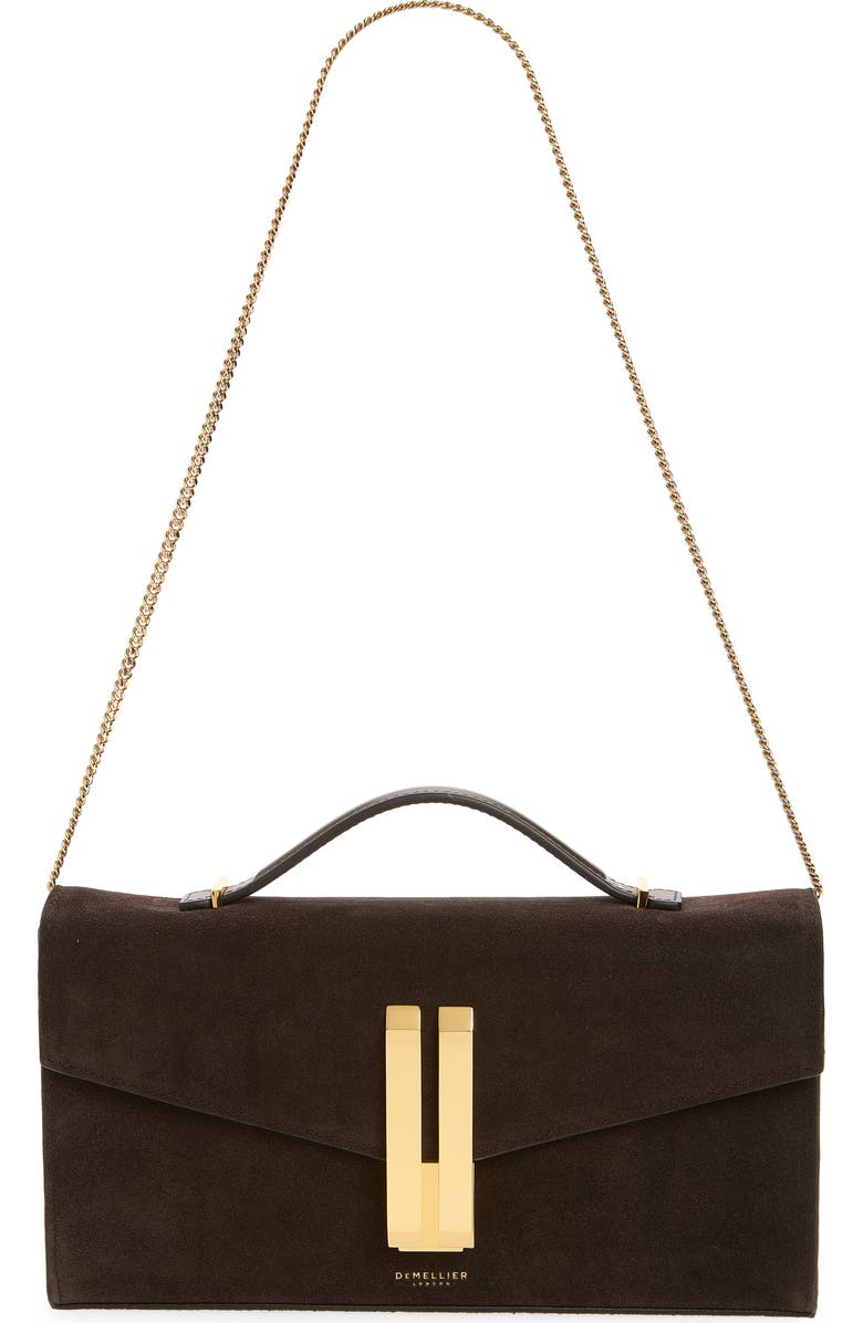 DeMellier Vancouver Leather Clutch, Main, color, Dark Chocolate