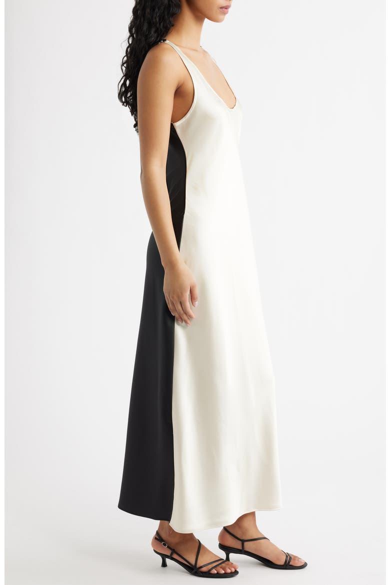 Luis Two-Tone Satin Slipdress, Alternate, color, ECRU