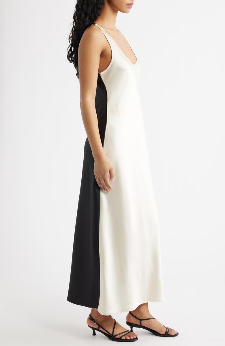 MANGO Luis Two-Tone Satin Slipdress, Alternate, color, Ecru