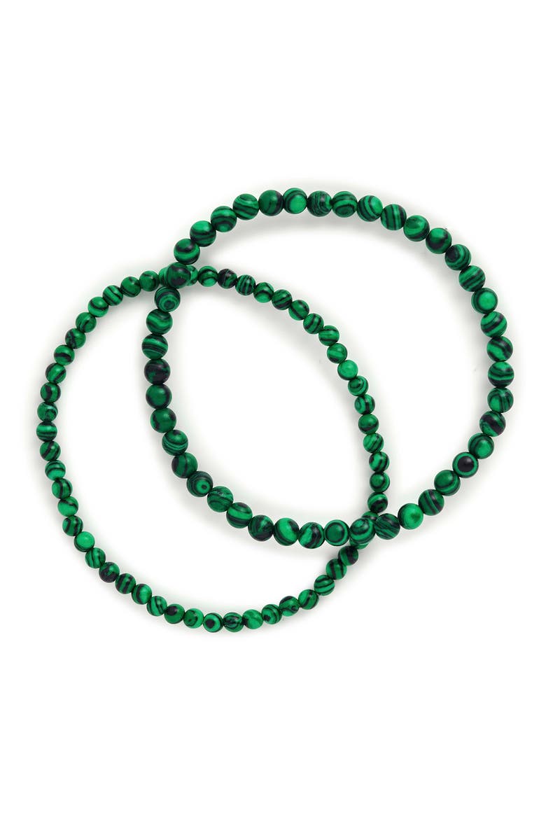 Stone 2-Pack Beaded Stretch Bracelets, Alternate, color, MALACHITE