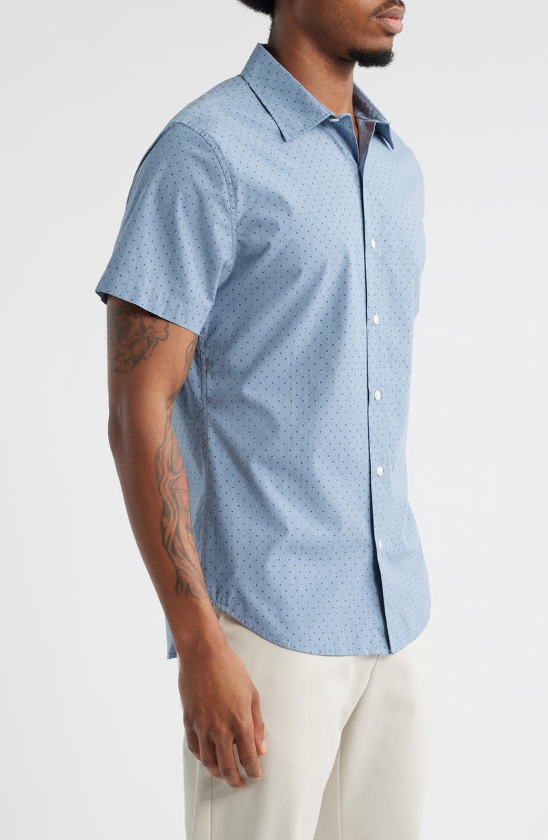 Bonobos Riviera Point Collar French Placket Short Sleeve Button-Up Shirt, Alternate, color, Salt Pond Dot